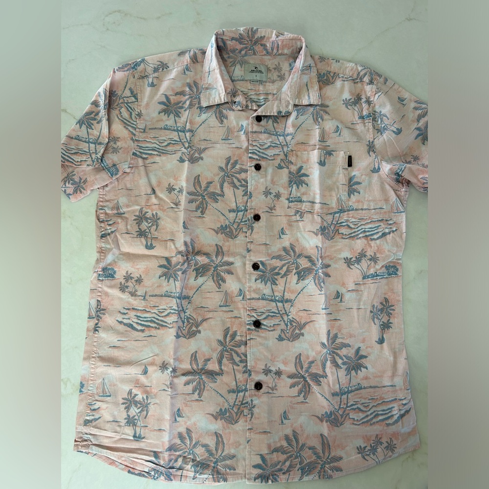 Rip‎ Curl Button Down Hawaiian Print Short Sleeve Shirt Men’s Size S